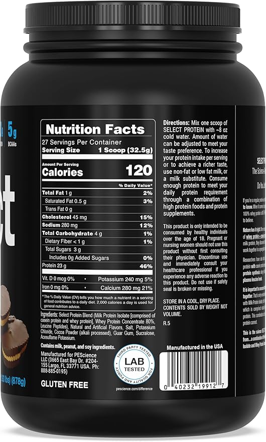 PEScience Select Protein Powder, Whey and Casein Blend, Clean Protein Powder for Women and Men, Low Calorie, Low Carb, Keto Friendly, Gluten Free, Chocolate Peanut Butter Cup, 27 Servings