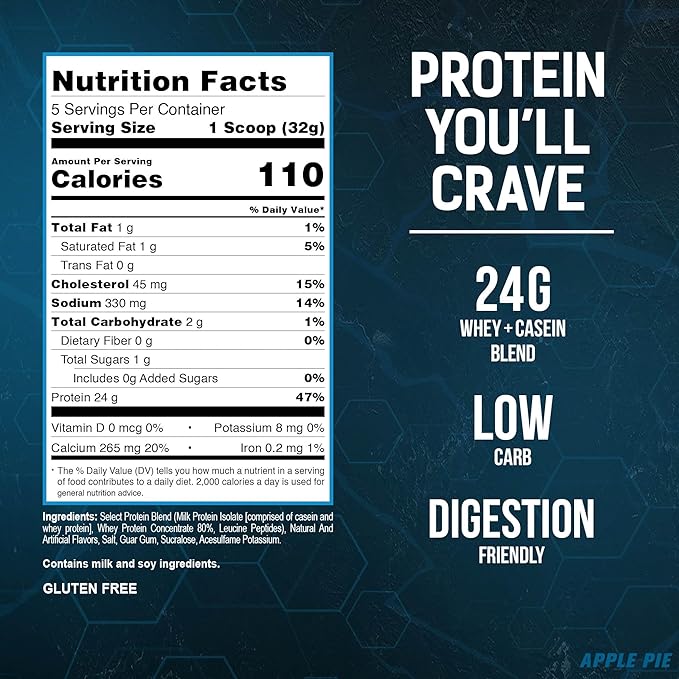 PEScience Select Protein Powder, Whey and Casein Blend, Clean Protein Powder for Women and Men, Low Calorie, Low Carb, Gluten Free - Limited Edition Apple Pie - 27 Servings