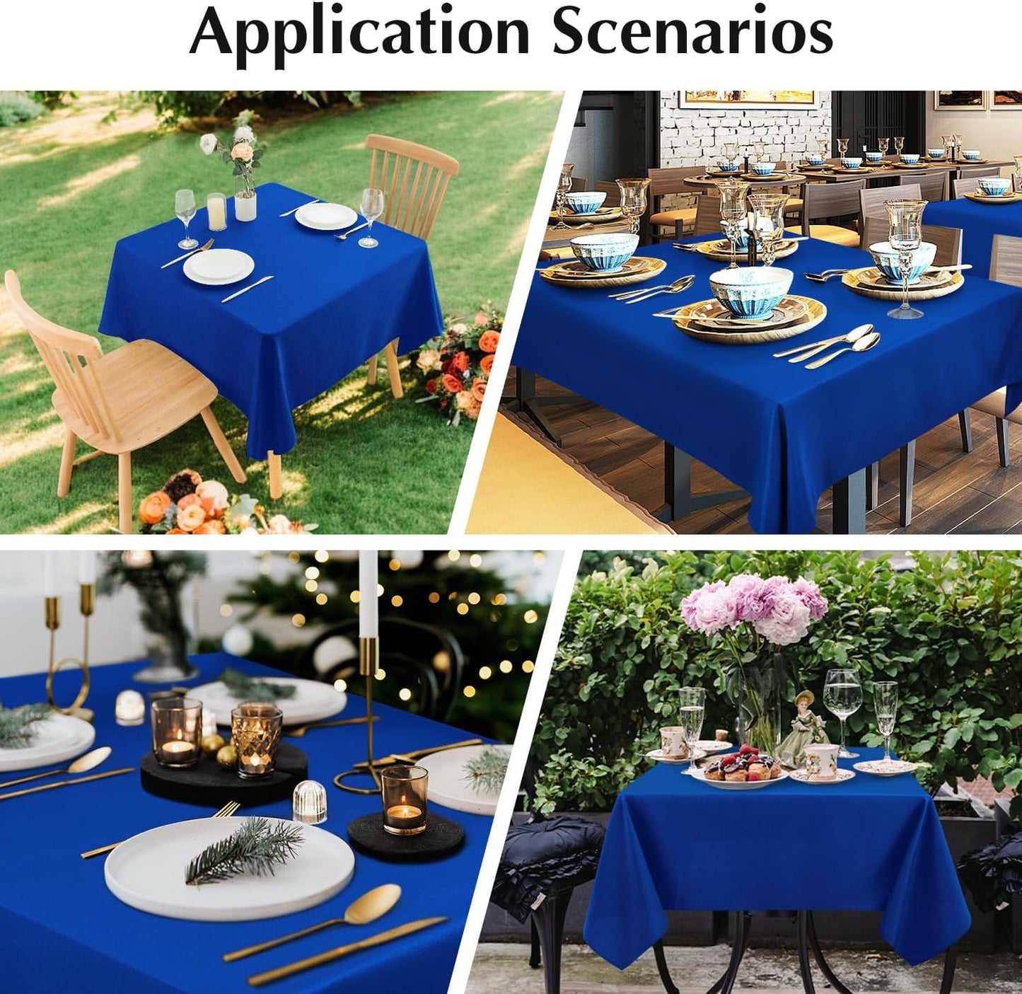 2 Pack Square Table Cloth 48X48 Inch Royal Blue Tablecloth Washable Polyester Solid Dining Table Cover for Birthday Party Dinner Holiday Outdoor Indoor