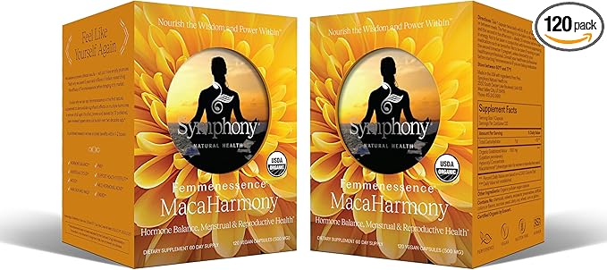 Femmenessence® MacaHarmony® – Clinically Studied Hormone Balance Support for Menstrual Health, PMS Relief, Mood, Skin & Fertility (240 Capsules, 120 Day Supply)