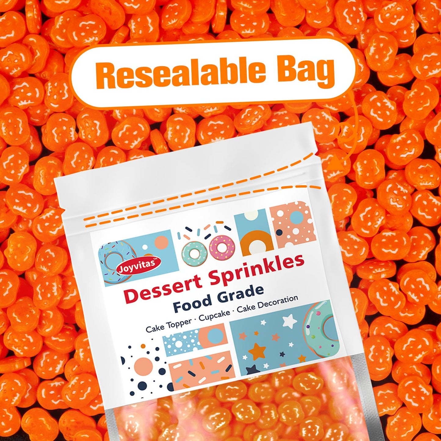 Edible Pumpkin Sprinkles for Cake Decorating, Halloween Orange Sugar Sprinkles, 150g/5.29oz, Perfect for Cake Decoration, Cupcake Decorations Ice Cream Toppings