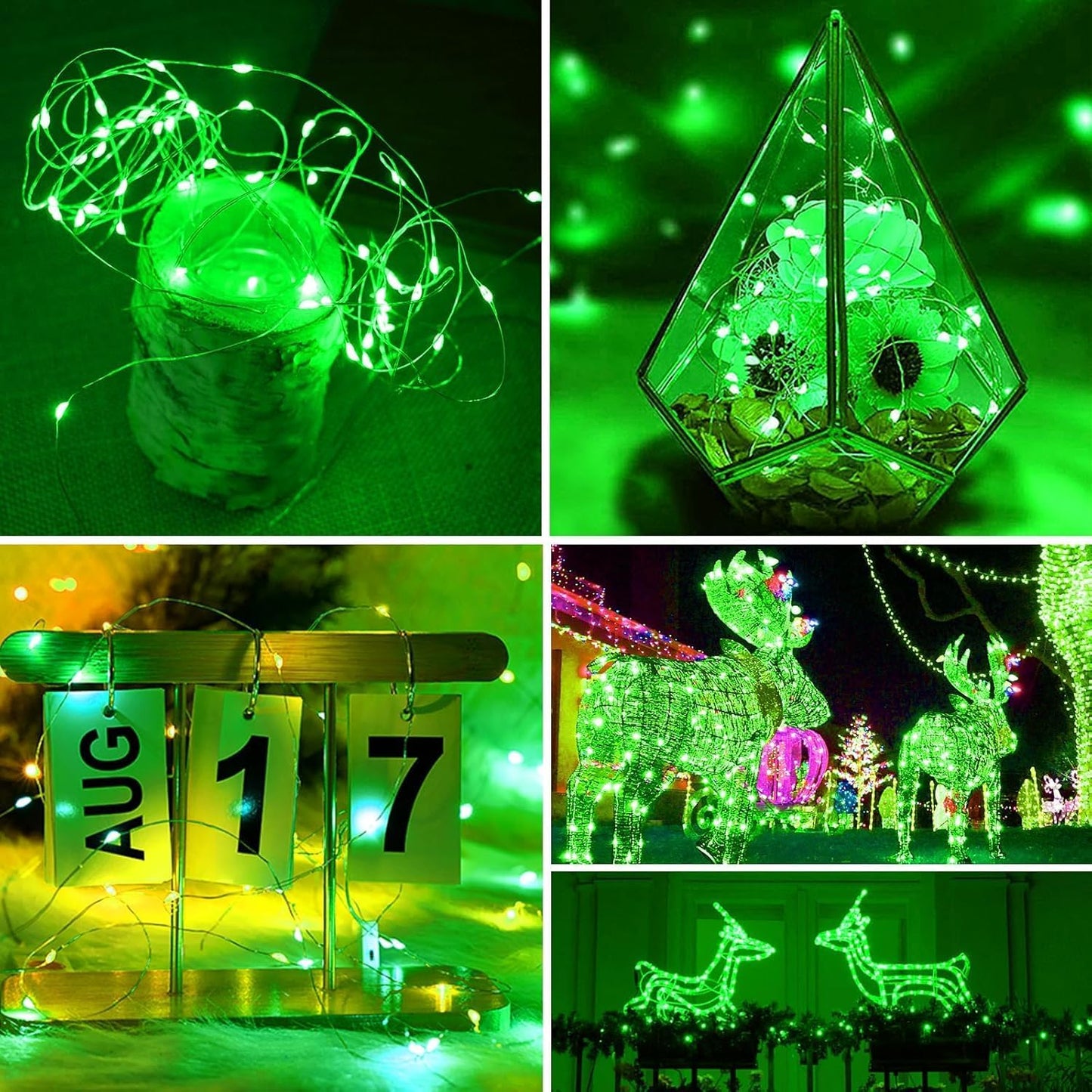 24 Pack LED Fairy Lights Battery Operated 7Ft 20Led Mini String Lights Waterproof Christmas for Mason Jars Bedroom DIY Party Wedding Christmas Decor Green