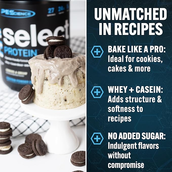 PEScience Select Protein Powder, Whey and Casein Blend, Clean Protein Powder for Women and Men, Low Calorie, Low Carb, Keto Friendly, Gluten Free, Cookies and Cream, 5 Servings