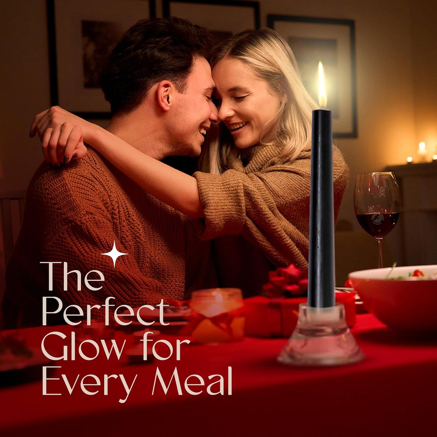 Leor & Lair Black Taper Candles - 4 Pack 10" Black Candlesticks - Unscented Long Burning Halloween Candles for Halloween Decoration, Gothic Decor, Holidays, Weddings & Restaurants