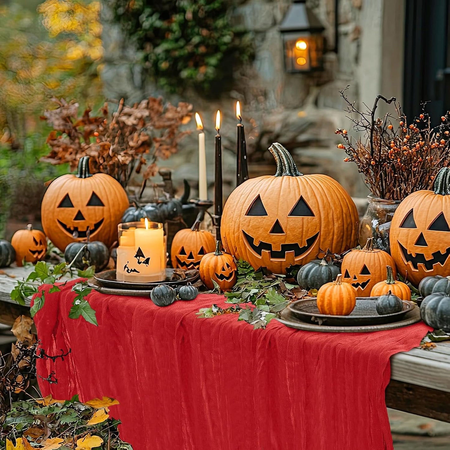 1 Pack Cheesecloth Table Runner 10Ft Christmas Gauze Boho Table Runners for Wedding Decor Bridal Shower Decorations Baby Shower Party(35" x 120")