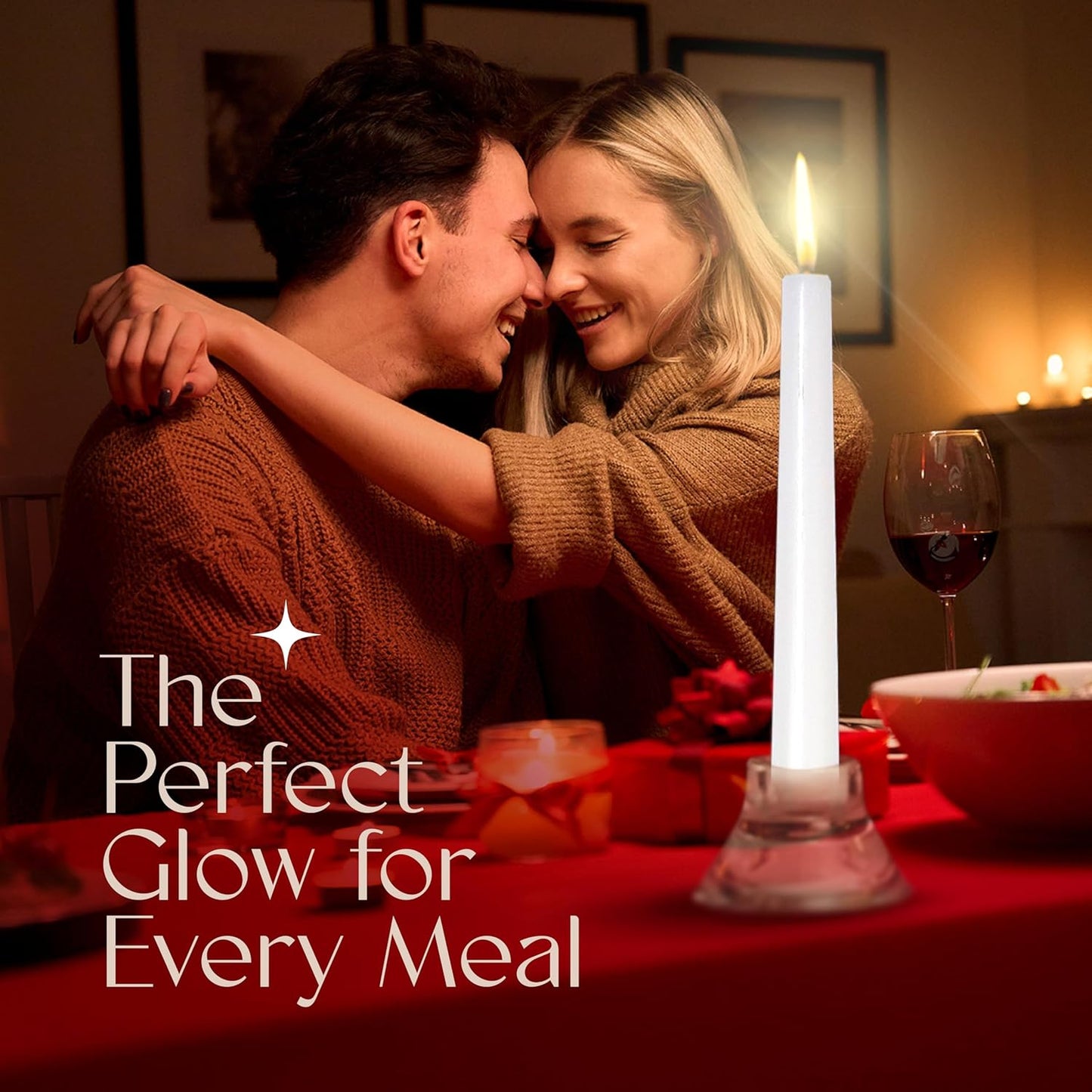 Leor & Lair White Taper Candles - 4 Pack 10" White Candlesticks - Unscented Long Burning Candle Sticks for Home Decoration, Holidays, Weddings, Religious, Restaurants & Business Events