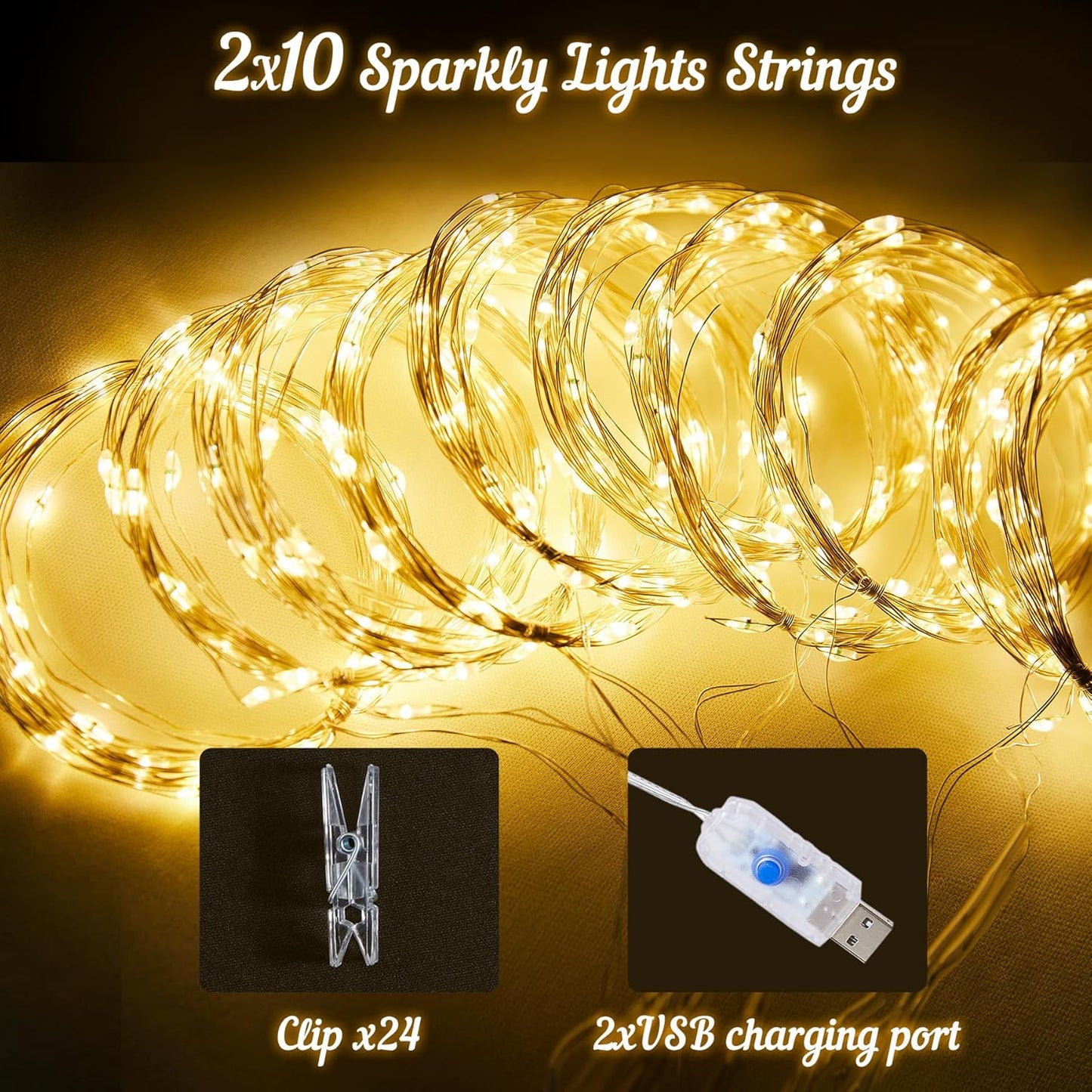 gogoparti 20x10ft Champagne Tulle Backdrop Curtains with Lights for Party Wedding Baby Shower, Sheer Wrinkle Free Backdrop Curtains for Birthday Party Photo Booth Background Decoration