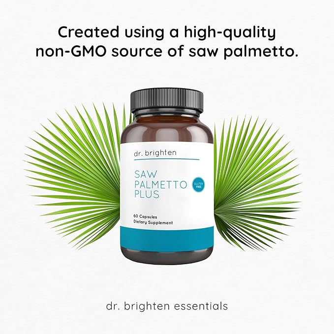 Dr. Brighten Saw Palmetto Plus - Natural Dietary Supplement for Women - PCOS Support to Prevent Hair Loss Acne Oily Skin