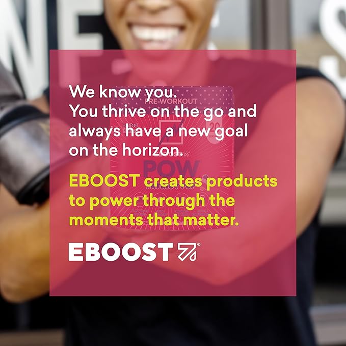 EBOOST POW Natural Pre Workout Powder - 20 Servings - Patriot Pop - Pre Workout Supplement for Performance, Joint Mobility Support, Energy, Focus - Men & Women - Non-GMO, Gluten-Free, No Creatine