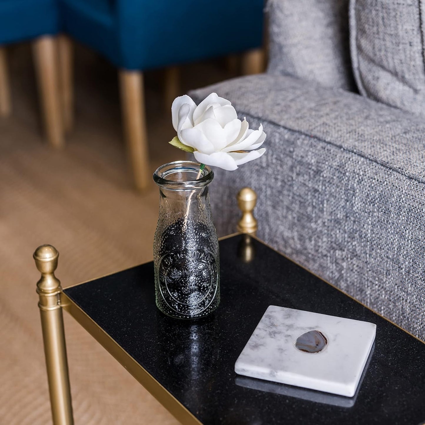 Galashield Flat Glass Marbles for Vases Black Glass Gems Beads Pebbles Vase Filler (5 LBS, Approx. 540 PCS)