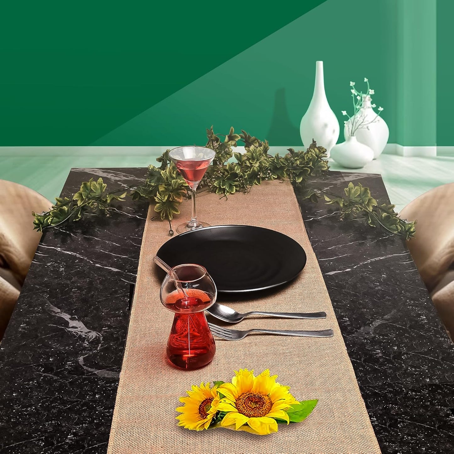 Burlap Table Runners (Pack of 3) – 12”x 108” - No-Fray Finished Edge Premium Quality Natural Table Runner – No Odor, Eco-Friendly Burlap Runner, Perfect for Rustic Table Decor and Other DIY Crafts