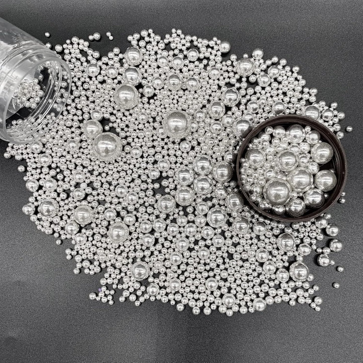 Weraru Edible Silver Pearl Sugar Sprinkles Candy Mixing Size Baking Edible Cake Decorations Cupcake Toppers Cookie Decorating Celebrations Wedding Shower Party Chirstmas Supplies 120g/ 4.2oz