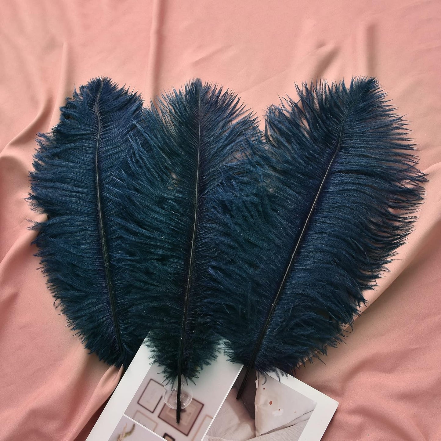 Ballinger Navy Blue Ostrich Feathers Plumes - 24pcs 10-12inch Craft Feathers for Wedding Party Centerpieces Halloween Decorations