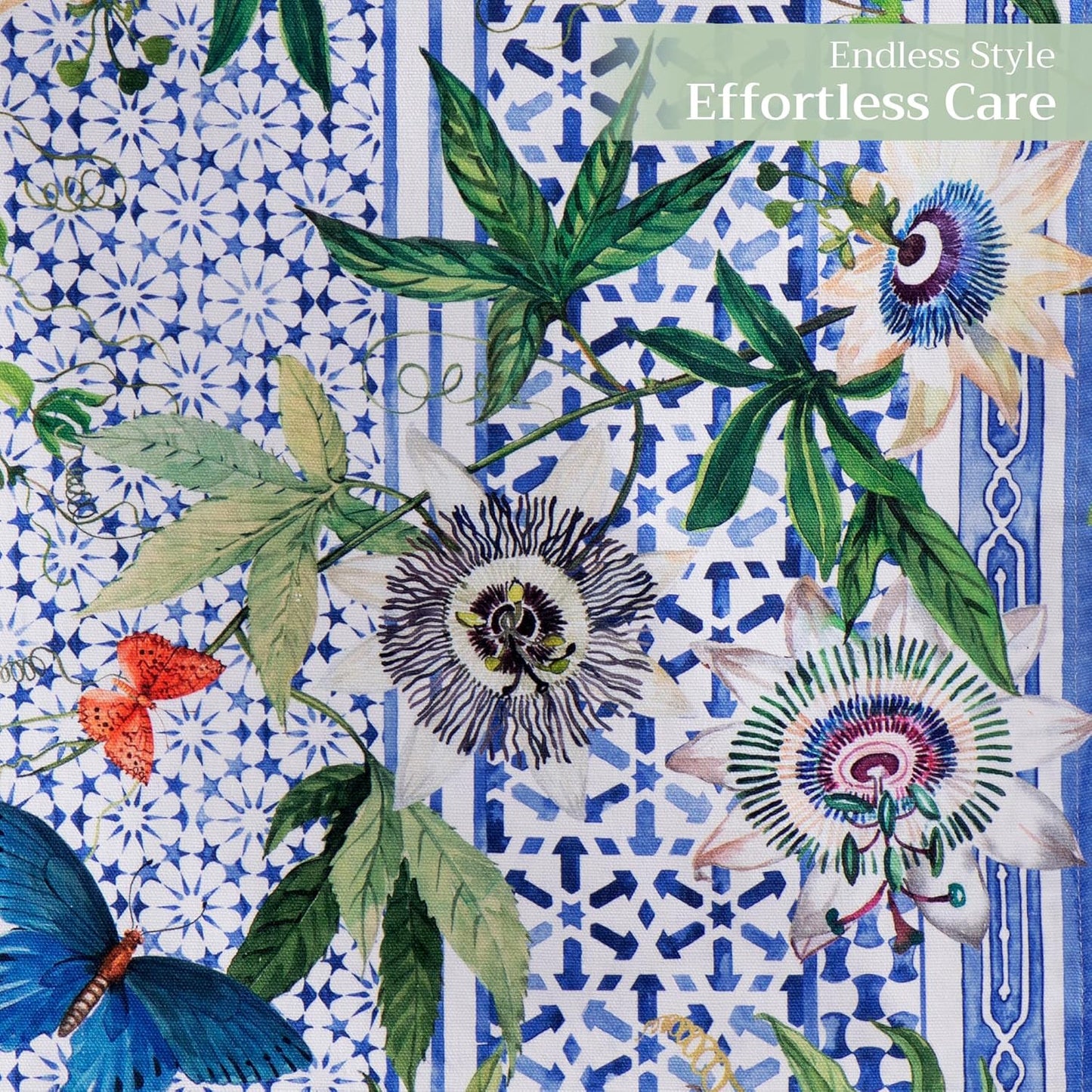 Maison d' Hermine Table Runner 100% Cotton Double Layer Table Runners 108 inches Long Decorative for Home Kitchen Dining Party Wedding Bridal Shower Spring Summer (Passiflora, 14.50" x 108")