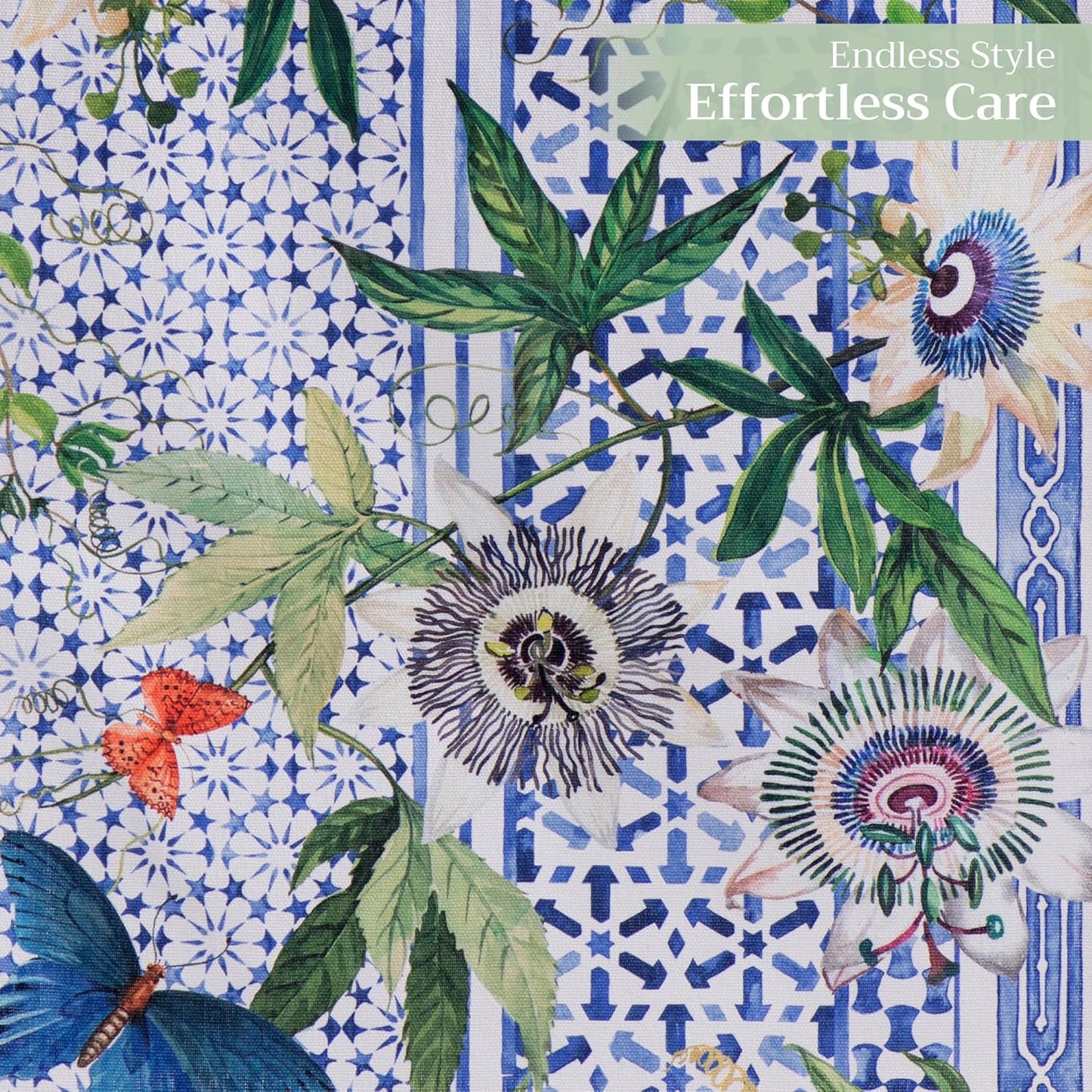 Maison d' Hermine Table runner 100% Cotton Single Layer Table Runners 72 inches long Decorative for Home Kitchen Dining Party Baby Shower Wedding Bridal Shower Spring Summer (Passiflora, 14.50" x 72")