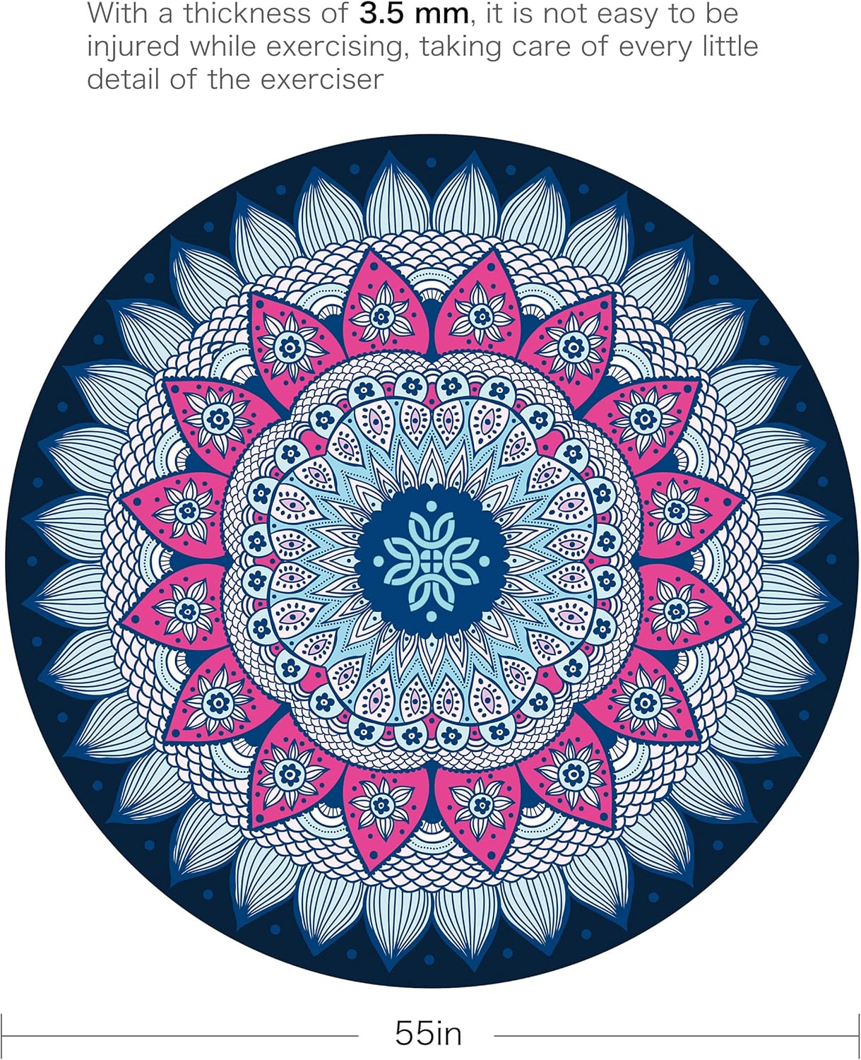 Pilates Mat Round Oversize Yoga Mat Suede Rubber Non-Slip Dia 140cm Exercise Mat Meditation Mat Workout Mat for Home Outdoor