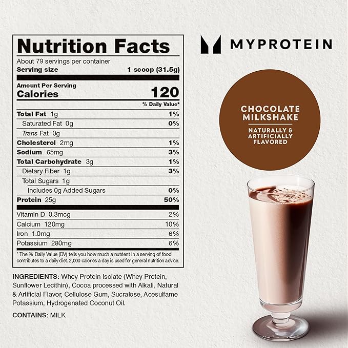 Myprotein Impact Whey Protein Isolate, 5.5 Lbs (79 Servings) Chocolate Smooth, 25g Protein, 3.5g Glutamine & 6g BCAA Per Serving, Protein Shake for Muscle Strength & Recovery