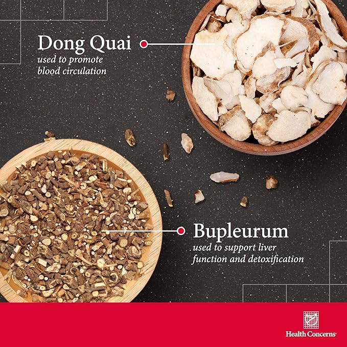 Health Concerns Bupleurum Entangled Qi Formula – Women's Hormonal Balance & Cyst Support Supplement – Traditional Chinese Herbal Formula – Blood Flow Liver Qi Cleanse – 90 Capsules