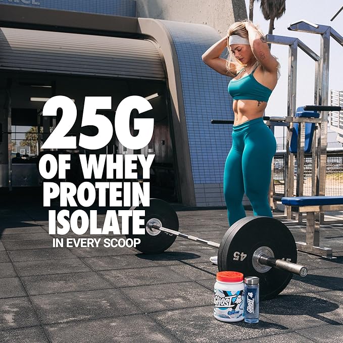 GHOST Clear Whey Isolate Protein Powder, Blue Raspberry - 1.4 LB Tub, 25G of Whey Protein - Post Workout Drink for Muscle Gain & Recovery – Sugar Free, Soy Free & Zero Fat, 20 Servings
