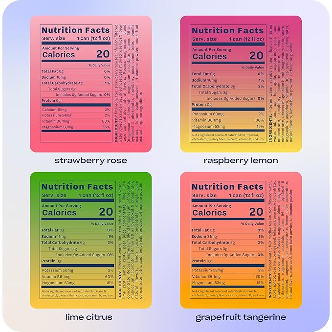 Recess Mood Magnesium & Adaptogen Drink, Relaxation Beverage, 12 Ounce (Variety Pack, 12 Pack)
