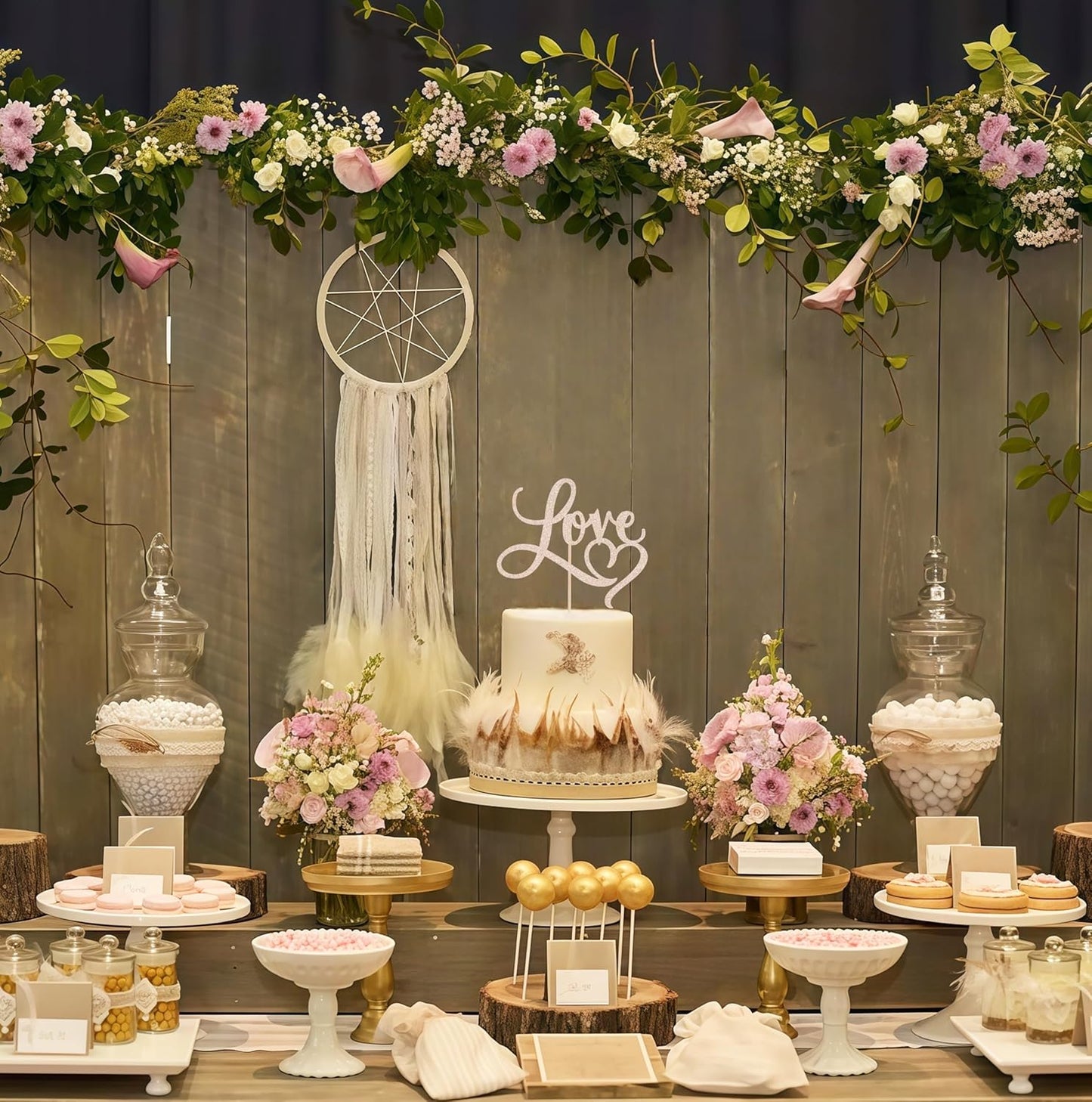 Love Cake Topper - Rose Gold Glitter Paper Wedding Cake Decoration Supplies, Perfect for Bridal Shower/Engagement/Anniversary/Birthday Party