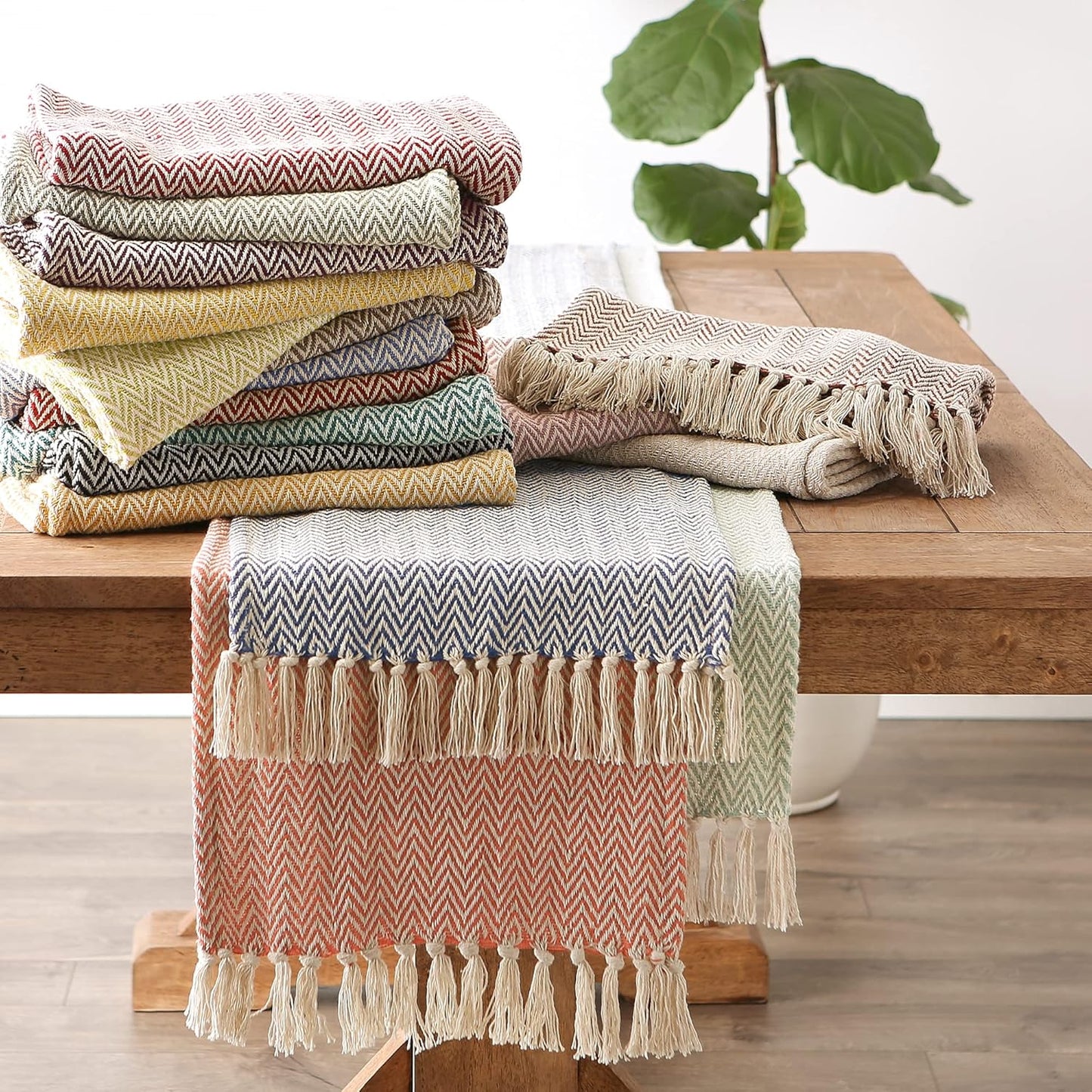 DII Woven Basic Tabletop Collection, Chevron Table Runner, 15x72, Artichoke