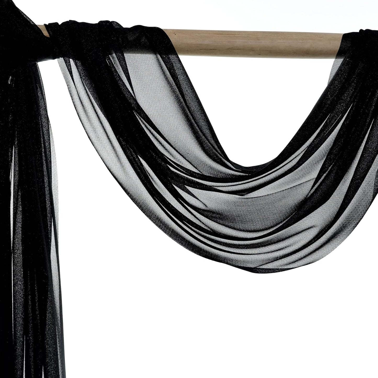 VDS Pack of 1 Panel (30 Inch X 20 Feet) Wedding Arch Draping Fabric Sheer Chiffon Fabric Drapery for Wedding Ceremony Reception Swag Backdrop Canopy Chuppah ARBO Altars Decoration (Black)