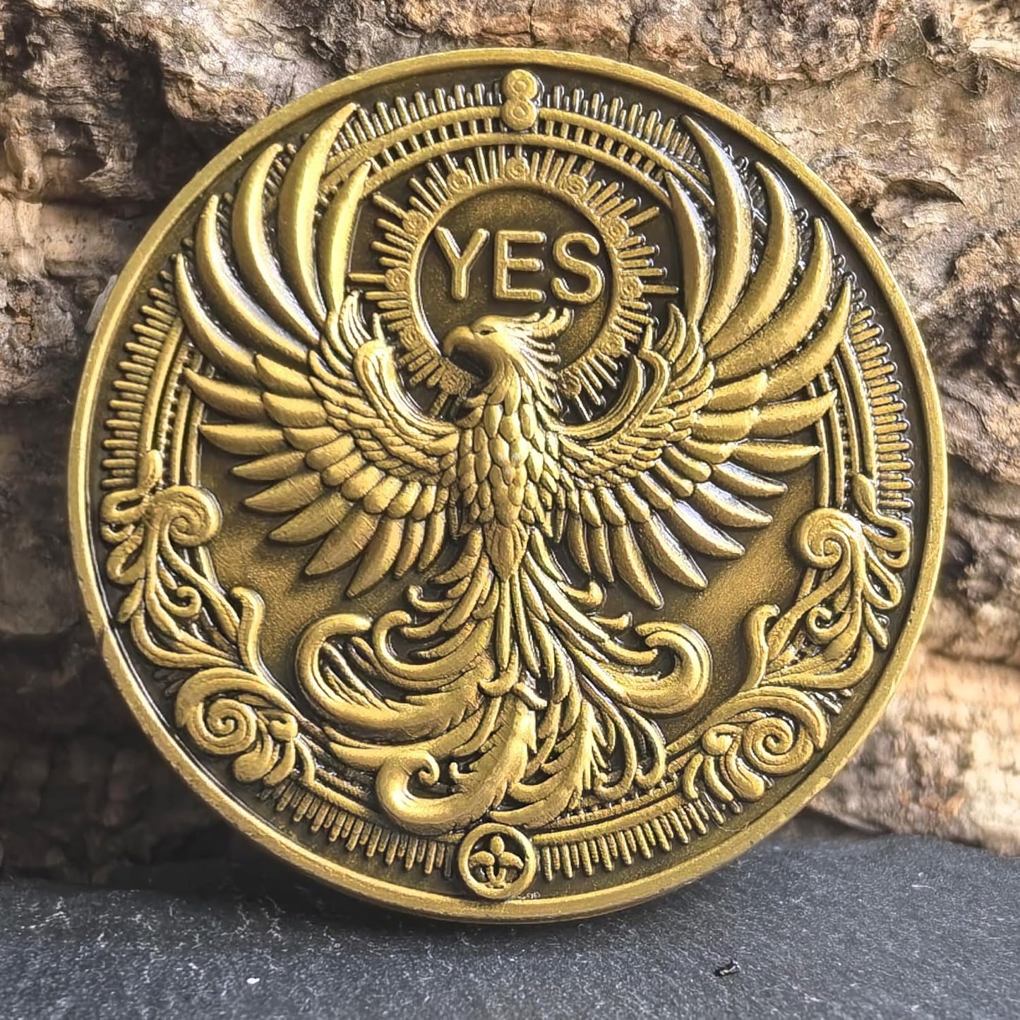 Phoenix & Skull Decision Coin - Dual-Sided Motivational YES/NO Flip Coin (Single Coin)