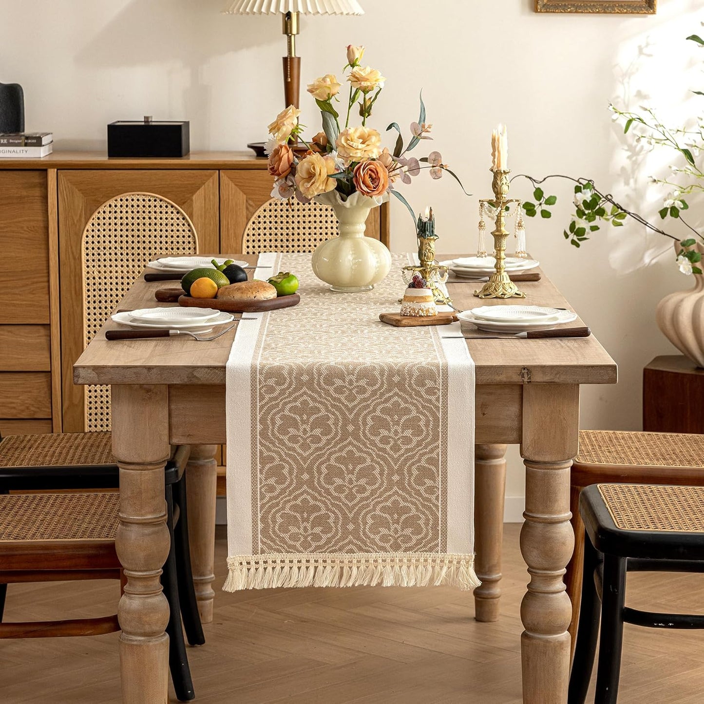 Table Runners 72 Inches Long Waterproof Boho Table Runner with Tassel Fringe,Table Runner for Party Coffee Table