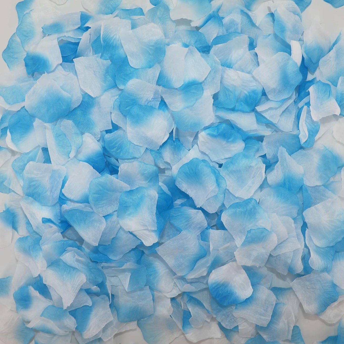 CODE FLORIST 2200 PCS Silk Rose Petals for Valentine's Day,Fake Rose Petals for Romantic Night,Wedding,Proposal Anniversary Flower Decorations(Light Blue with White)
