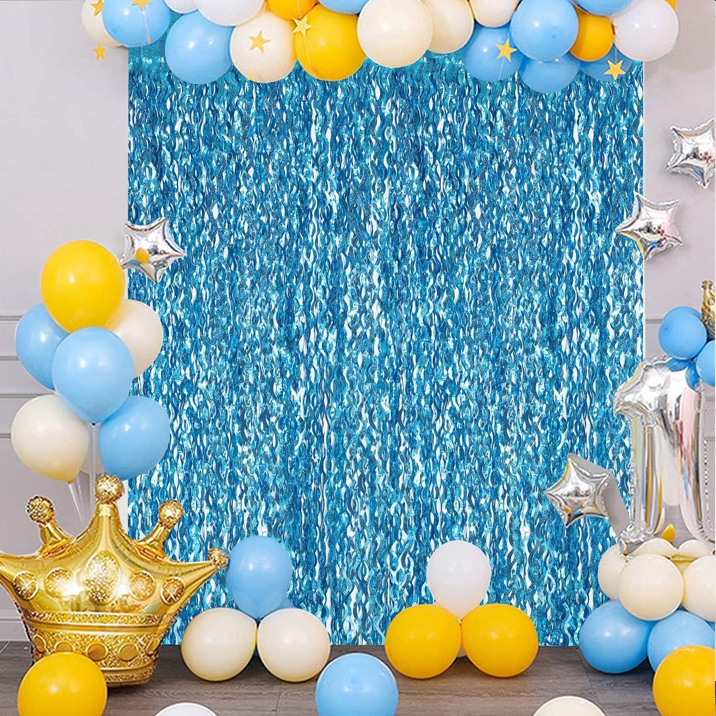 3 Pack 3.3 ft x 6.6 ft Teal Foil Fringe Curtains - Sparkle Metallic Curtains Party Decorations Photo Booth Decorations Party Supplier