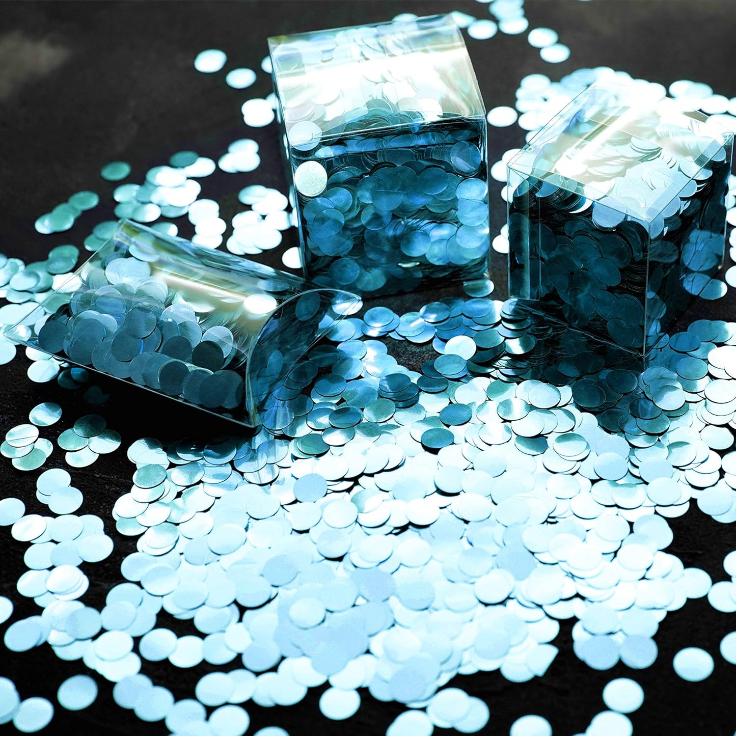 Light Blue Foil Metallic Round Table Confetti Decor Under the Sea Baby Shower Birthday Party Circle Dots Mylar Table Scatter Confetti Wedding Bachelorette Party Confetti Decorations, 60g