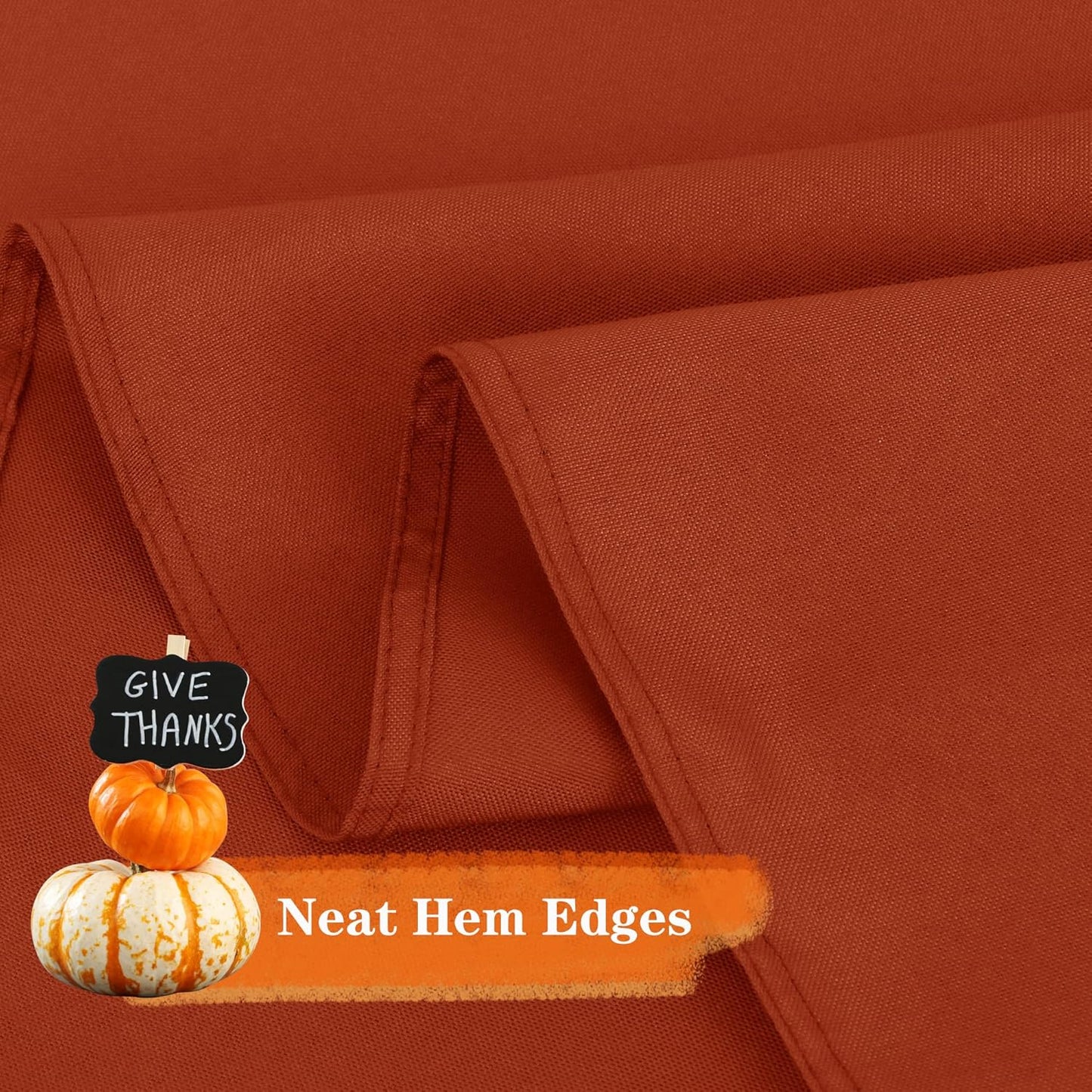 sancua 6 Pack Thanksgiving Round Tablecloth 90 Inch Burnt Orange, Stain and Wrinkle Resistant Fall Table Cloth - Washable Polyester Fabric Table Cover for Dining, Buffet Parties and Camping, Rust