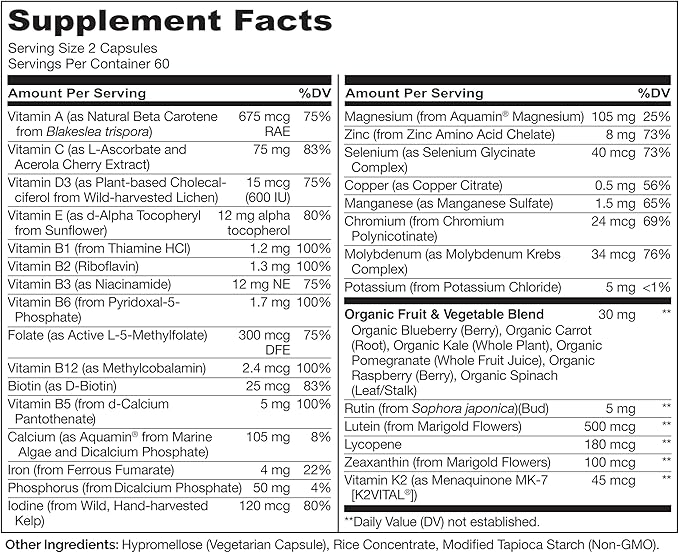 NATURELO Teen Multivitamin - Whole Food Multivitamin - with Minerals for Teenage Boys & Girls - Supplement for Active Kids - Non-GMO - Vegan & Vegetarian - 120 Capsules