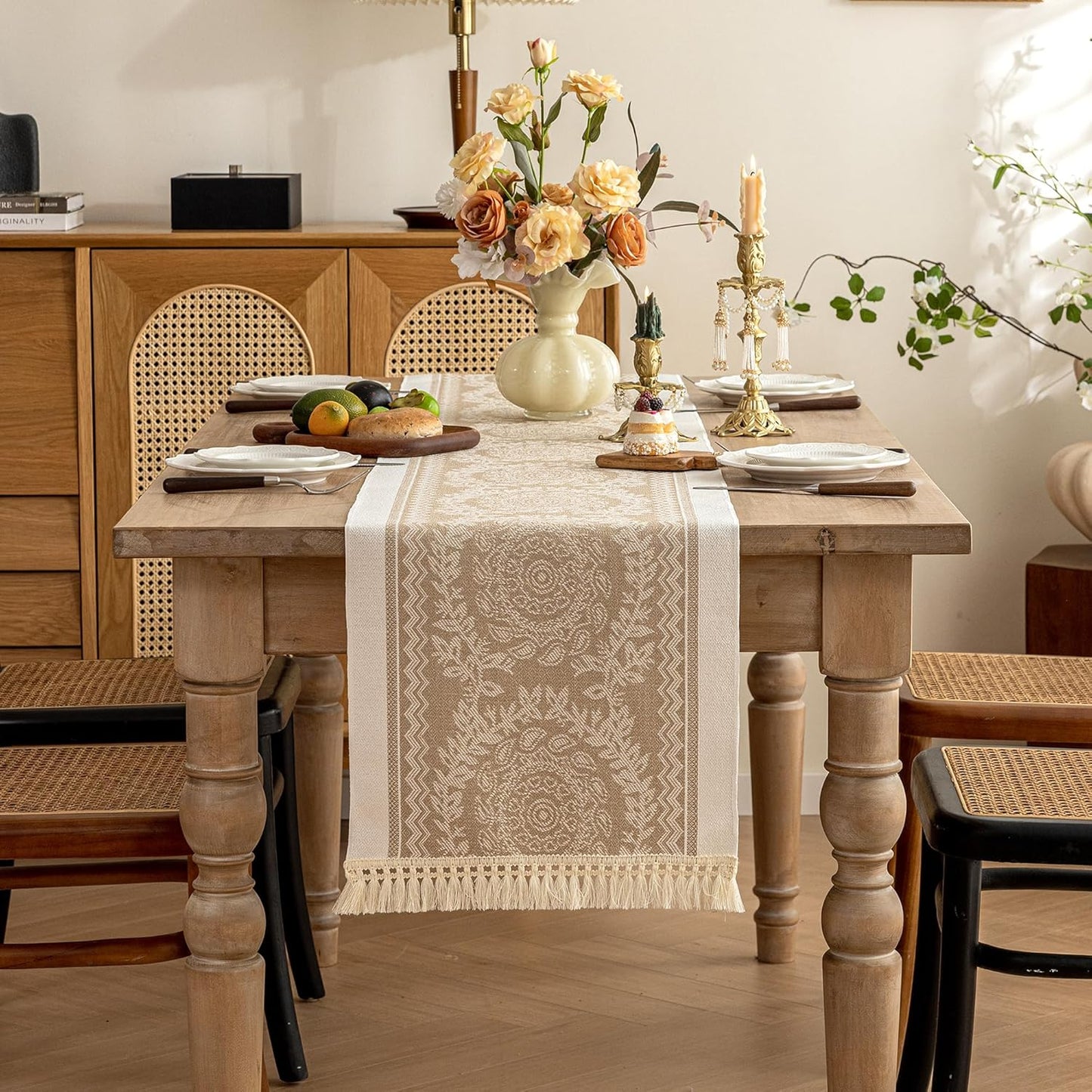 Table Runners 72 Inches Long Waterproof Boho Table Runner with Tassel Fringe,Table Runner for Party Coffee Table