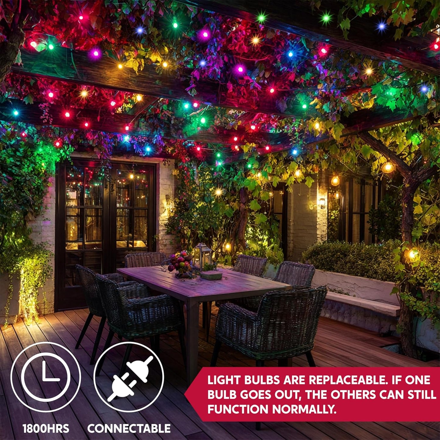 Joiedomi Multicolor Christmas String Lights,300(2x150) 62.4FT Christmas Fairy Tree Lights Plug in for Indoor Outdoor Xmas Decorations Patio Holiday Theme Party Yard House,Green Wire