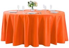 108 inch Round Tablecloth Washable Polyester Table Cloth Decorative Table Cover for Wedding Party Dining Banquet（108 inch,Orange）