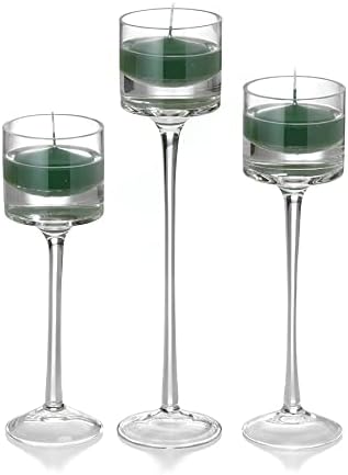 yummi Set of 18 Floating Candles and Monet Stem Holders - Hunter Green
