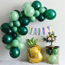 Togvu Green Balloons, 60 Packs 12 Inch Different Shades Dark Emerald Lime Metallic Chrome Olives Sage Latex Balloons for Birthday, Baby Shower, Jungle Safari Party Decoration QQ-5023