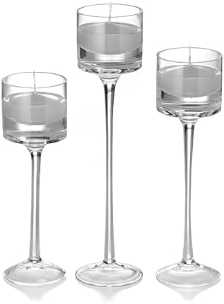 yummi Set of 18 Floating Candles and Monet Stem Holders - Light Gray