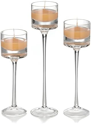 yummi Set of 18 Floating Candles and Monet Stem Holders - Caramel