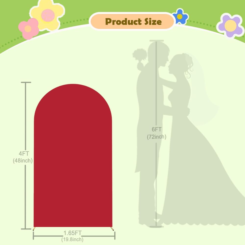 Red Arch Cover Wedding Arch Stand Covers 4FT Arched Backdrop Cover Spandex Arch Covers Stretchy Backdrop for Arches Wall Panels Chiara Back Drop Cover Baby Shower Balloon Party Decorations