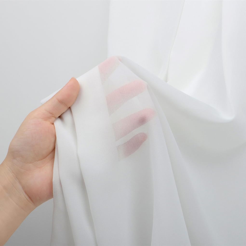 DUOBAO White Wedding Chiffon Ceiling 5x20FT Long Sheer Draping Fabric Photography Backdrops Soft Drapes Curtains for Weddings Arches Christmas Indoor Events, W 5' x L 20'-6 Panels, Snow