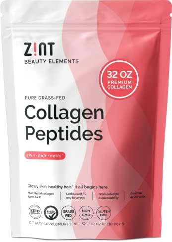 Zint Collagen Peptides Powder (32 oz) | Grass-Fed, Hydrolyzed Type I & III | Supports Skin, Hair, Joints & Gut Health | Rich in Key Amino Acids | Paleo-Friendly, Keto, Non-GMO, Unflavored
