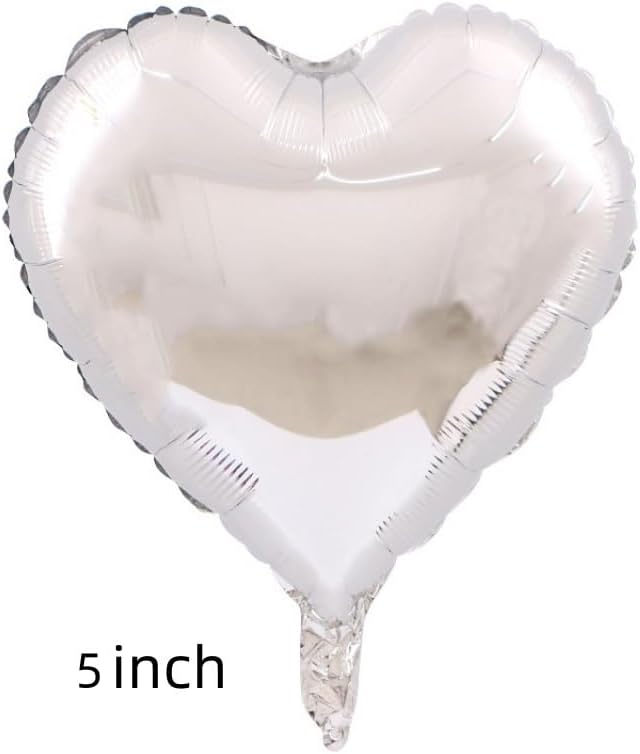 50 Pcs Silver Heart Shaped Balloon Foil Balloon 5 inch Heart Balloon for Valentinge's day Wedding Decoration (silver)