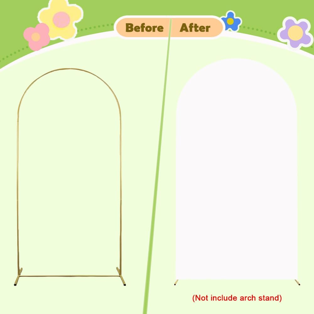 White Wedding Arch Cover Spandex Fitted Arch Covers Stretchy Backdrop 7.2ft Arch Cover for Round Top Stand Balloon Arch Backdrop for Baby Shower Banquet Party Wedding Ceremony Arch Abors