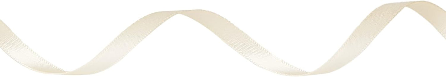 Ribbli Double Faced Ivory Satin Ribbon,1/4” x Continuous 25 Yards,Use for Bows Bouquet,Gift Wrapping,Floral Arrangement