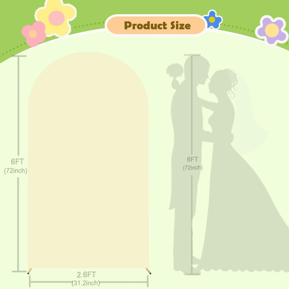 Beige Arch Cover 6ft Arch Backdrop Cover Spandex Fitted Wedding Arch Covers Round Top Arch Frame Cover Chiara Arch Cover Backdrop Fabric for Baby Shower Birthday Garden Party Celebration