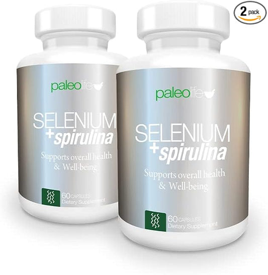Boost Concentration, Memory and Energy with Premium Selenium + Spirulina - Premium Antioxidant Supplement for Brain Function - 120 Day Supply (120 Capsules) - (2-Pack)