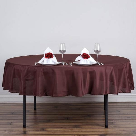 Efavormart Round Tablecloth, 70 Inch Stain & Wrinkle Resistant Washable Table Cloth, Decorative Polyester Fabric Table Cover for Banquet, Wedding, Dining- Chocolate